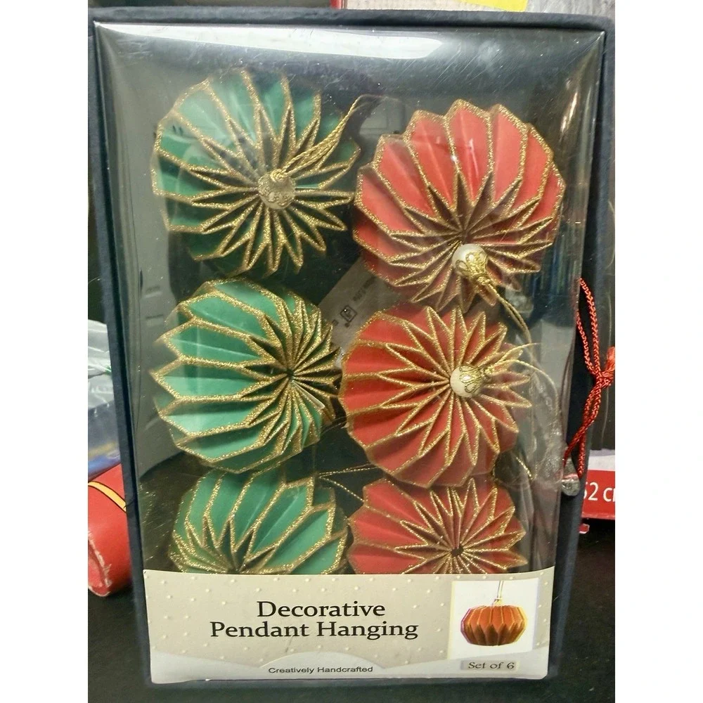 Holiday Christmas Decor Lot Honeycomb Tree Velvet Trees Hanging Ornaments New